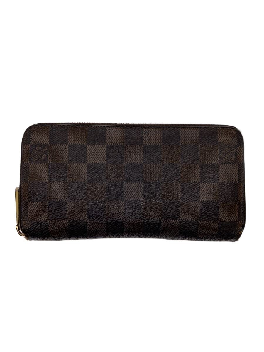 【中古】LOUIS VUITTON◆1)ジッピー・ウォレット_ダミエ・エベヌ/PVC/BRW/レディース【服飾雑貨他】