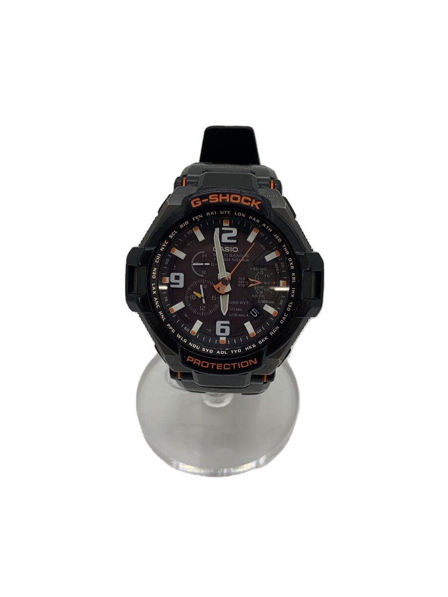 【中古】CASIO◆ソーラーウオッチ・G-SHOCK/アナログ/BLK【服飾雑貨他】