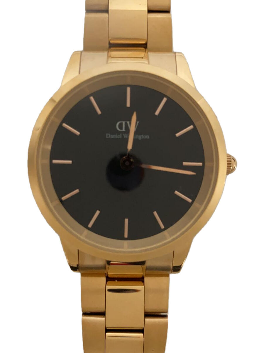 DANIEL WELLINGTON QUARTZ ANALOG SS BLK GLD 95181316553 2-1E70 EXCELLENT WRISTWAT