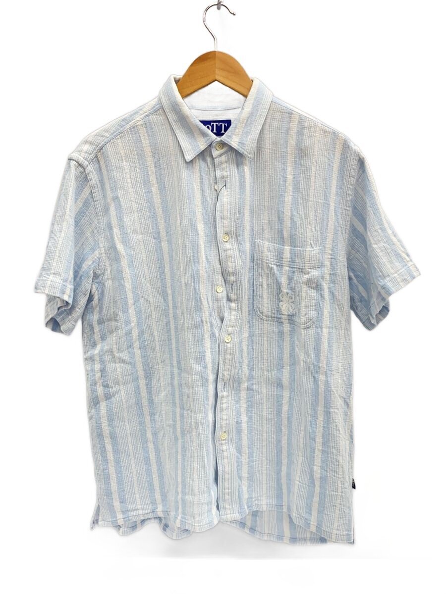 【中古】BoTT◆Jacquard Stripe S/S Shirt/半袖プルオーバー/XL/綿織物/BLU/縞模様【メンズウェア】