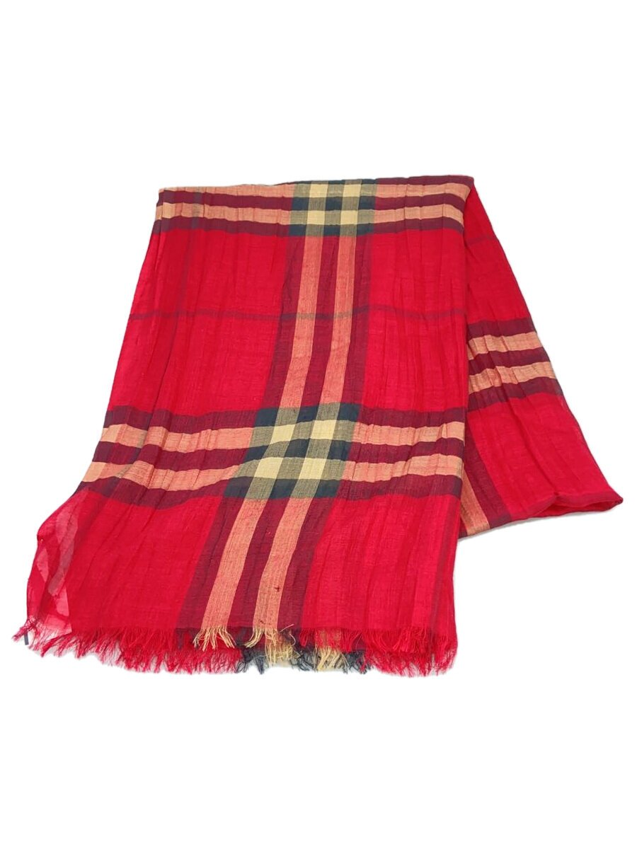 【中古】BURBERRY◆袈裟/羊毛/RED/照合のしるし/レディース【服飾雑貨他】