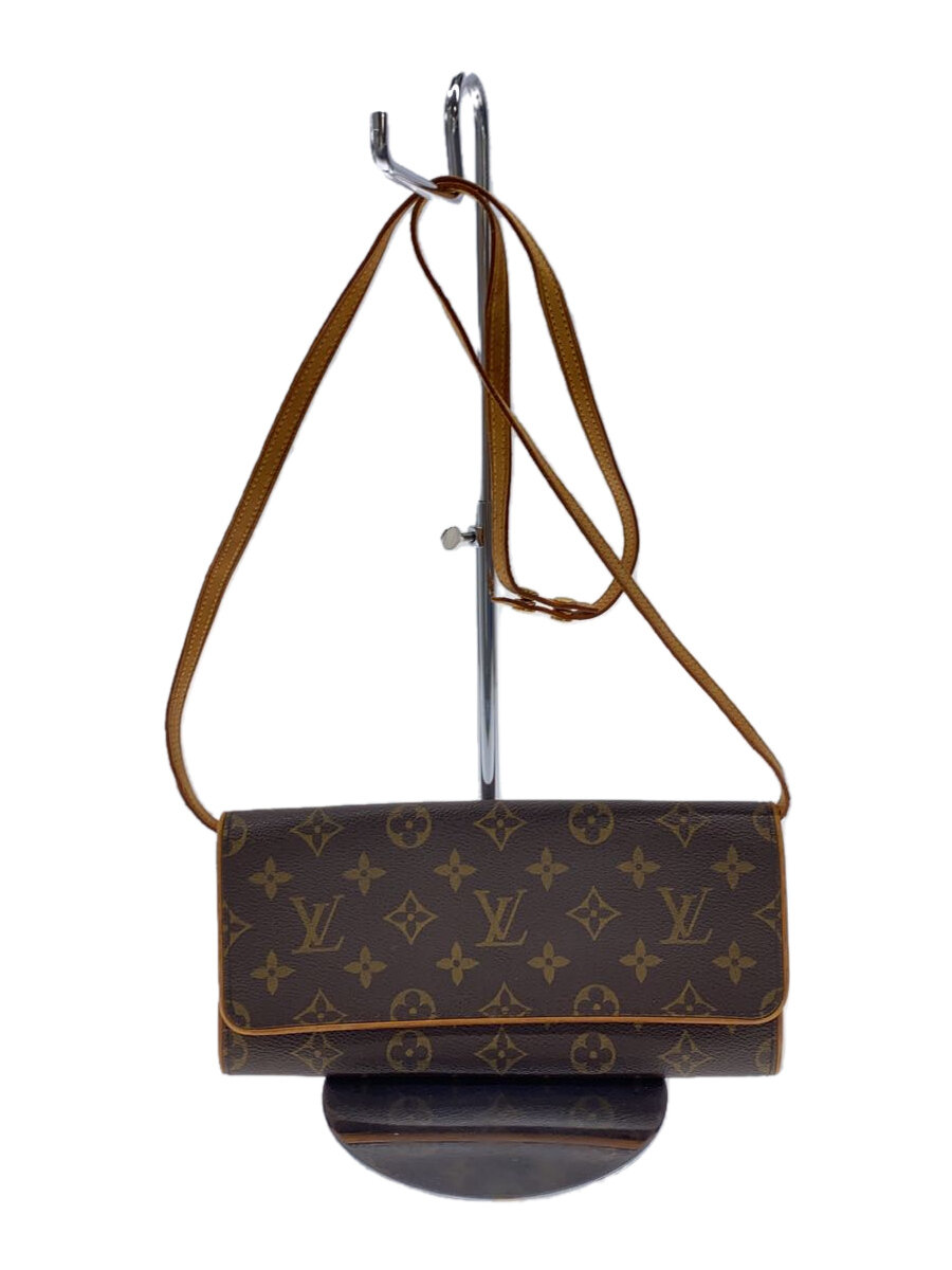【中古】LOUIS VUITTON◆ポシェット・ツインGM_モノグラム・帆布_BRW/PVC/BRW【御徒面子】