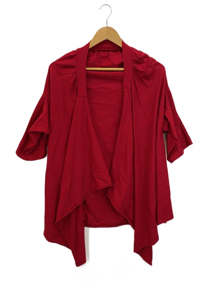 【中古】YOHJIYAMAMOTO+NOIR◆2/コットン/RED/NN-T97-996/オープンフロントハーフスリーブカーディカン【レディースウェア】｜2ｎｄ STREET 店