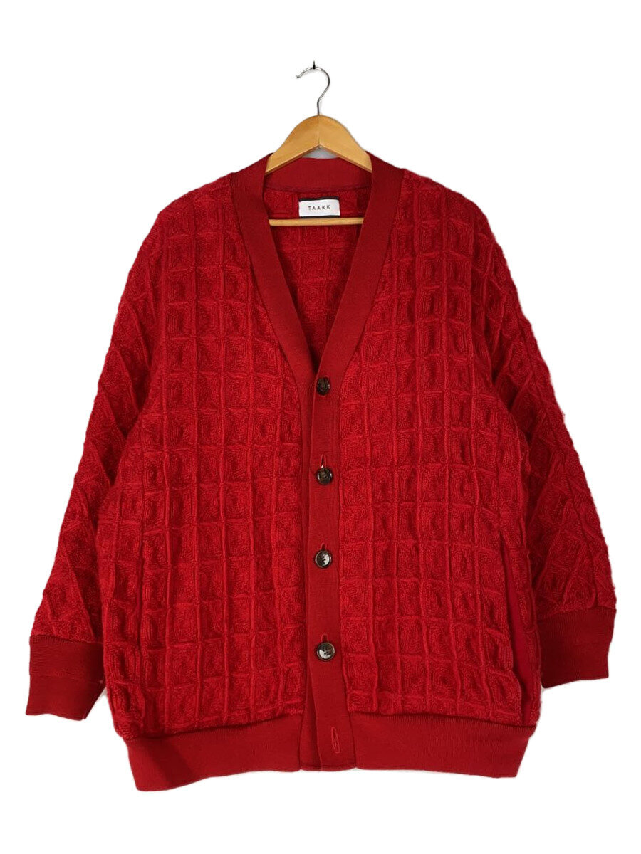 【中古】TAAKK◆22AW/SUPER BIG WAFFLE LONG CARDIGANS/2/羊毛/赤いこと/TA22AW-KN026//【メンズウェア】
