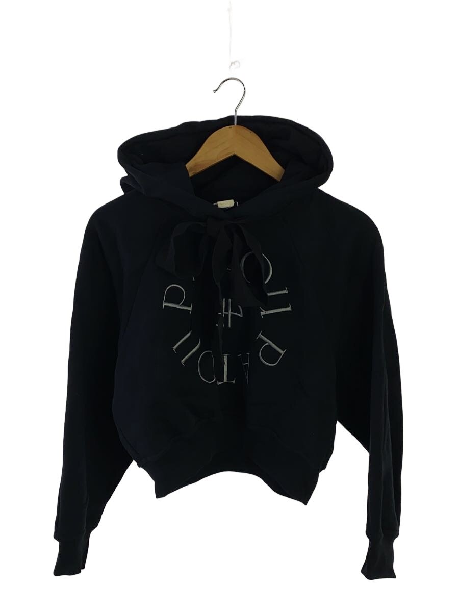 【中古】PATOU◆パーカー/S/綿織物/BLK/23A-JE069-9995/クロップドメダリオンロゴフーディー【レディース御召しもの】