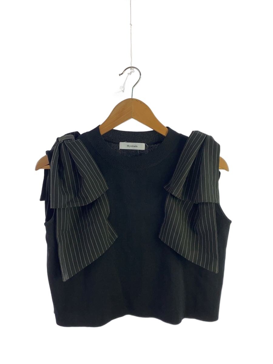 【中古】Mystrada◆25AW/肩シュロの葉編み物/編み物・スウェーター(薄っぺら)/38/人絹/BLK/34359770//【レディースお召しもの】
