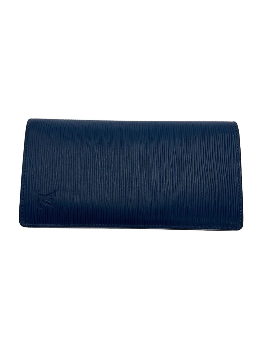 【中古】LOUIS VUITTON◆ポルト・フォイユ・ブラザ_エピ/牛皮/BLU/レディース【服飾雑貨他】