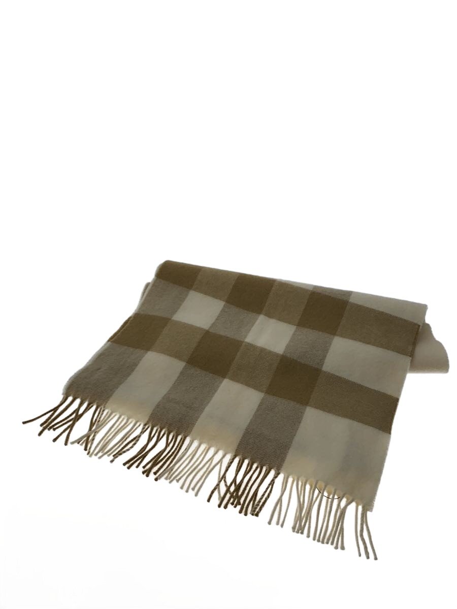 【中古】BURBERRY LONDON◆Cashmere Half Mega Check Scarf/カシミヤ/BEG/照合のしるし/レディース/8019765//【服飾雑貨他】