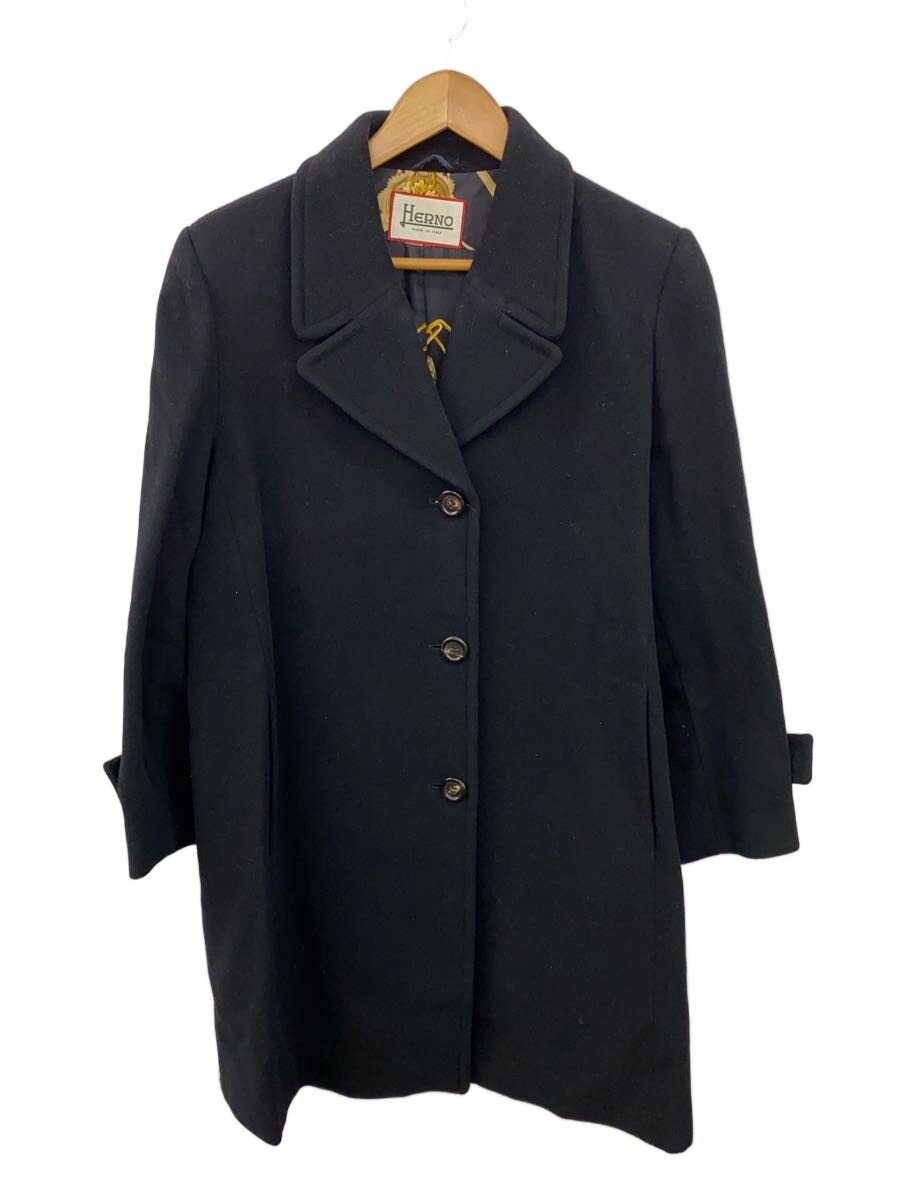 【中古】HERNO◆裏地スカーフ柄/シルク混/コート/イタリア製/ウール/BLK【レディースウェア】｜2ｎｄ STREET 店