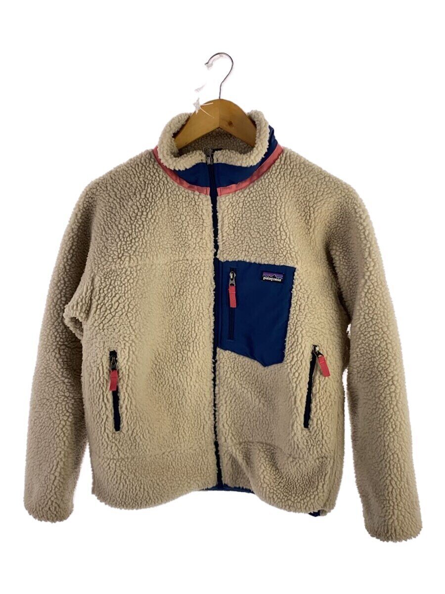 【中古】patagonia◆フリースジャケット/XL/ポリエステル/CRM/無地/65625FA20【レディース御召しもの】