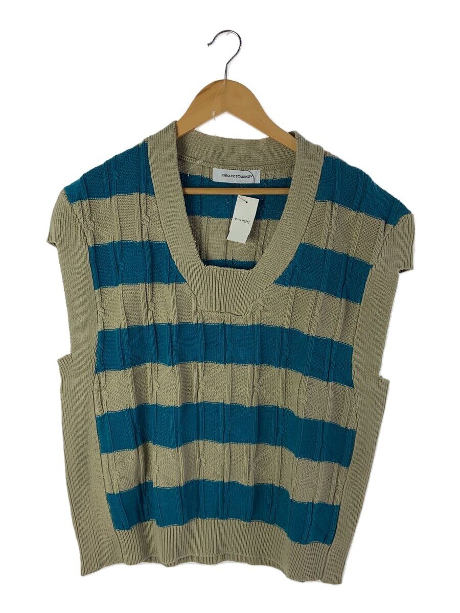 【中古】Kiko Kostadinov◆Merli Twinset cotton vest/ニットベスト/コットン/BEG/ボーダー/00162024【メンズウェア】｜2ｎｄ STREET 店