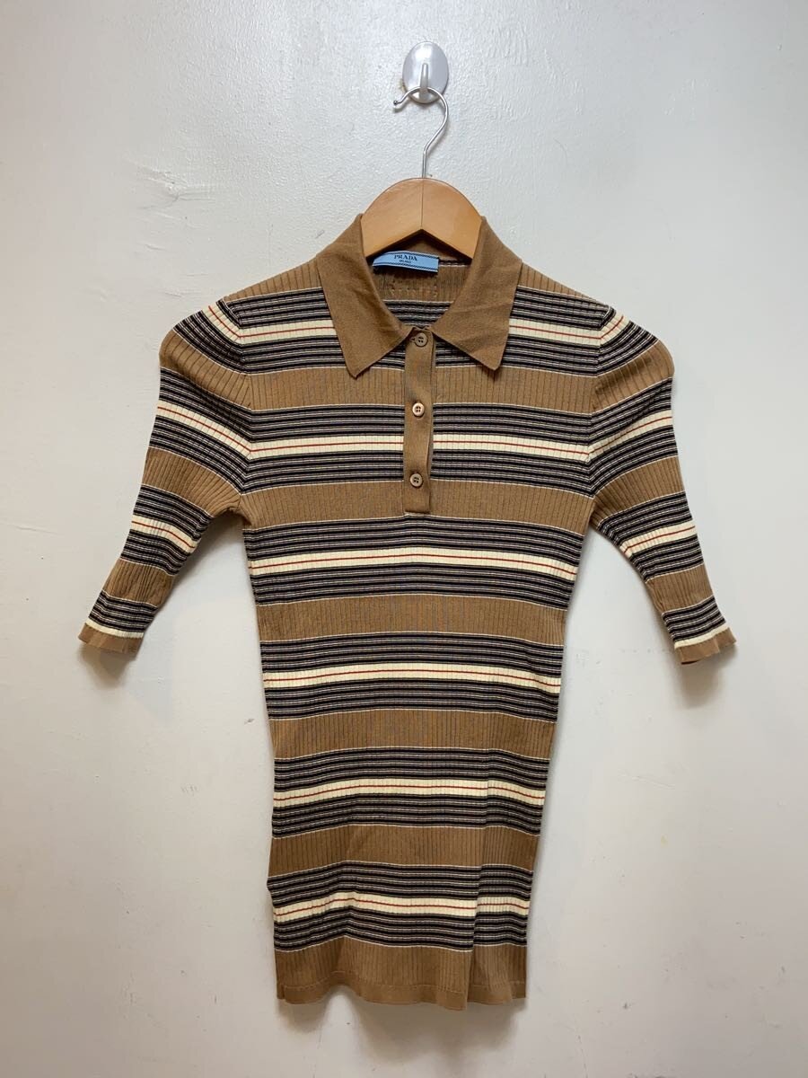 【中古】PRADA◆スポーツシャツ/38/--/ベージュ/間借り人/P24R2U【レディースお召しもの】