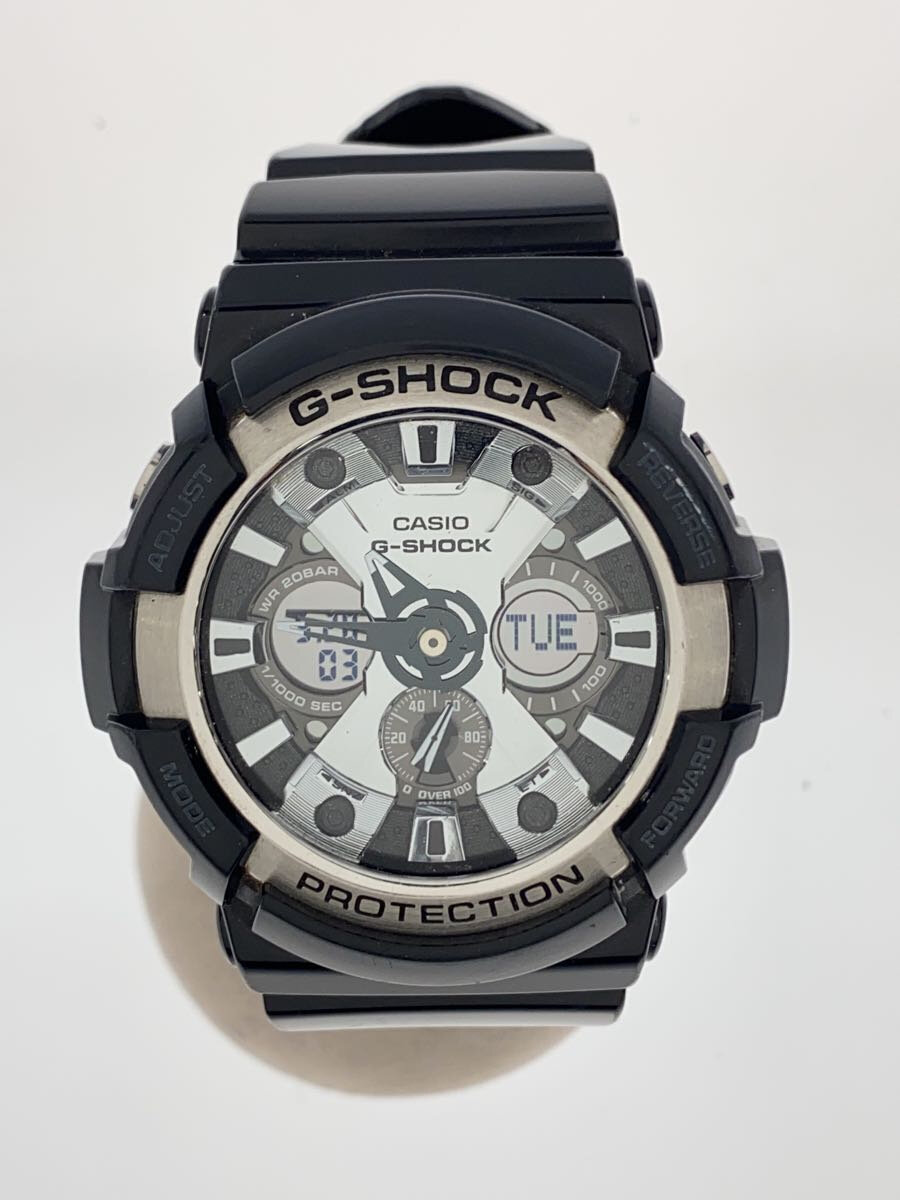 CASIO G SHOCK QUARTZ ANALOG RUBBER SLV BLK GA 200BW 2 152B4 VERYGOOD WRISTWATCH