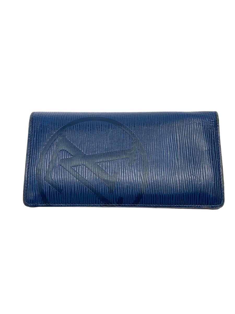 【中古】LOUIS VUITTON◆ポルト・フォイユ・ブラザ_エピ_LV倶楽部_黒いこと/牛皮/BLU/メンズ【服飾雑貨他】