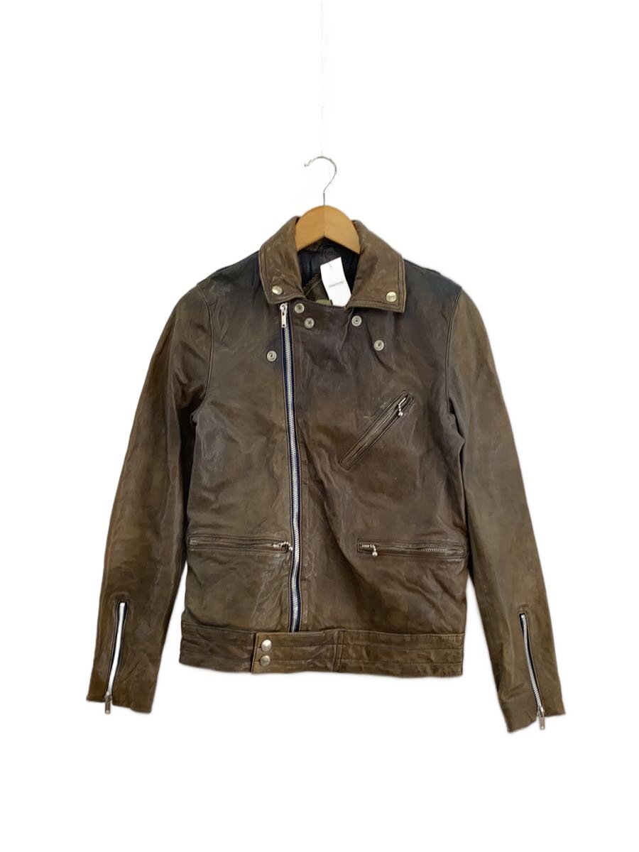 【中古】HYSTERIC GLAMOUR◆ダブルライダースジャケット/M/羊革/BRW/4LB-1972【メンズウェア】