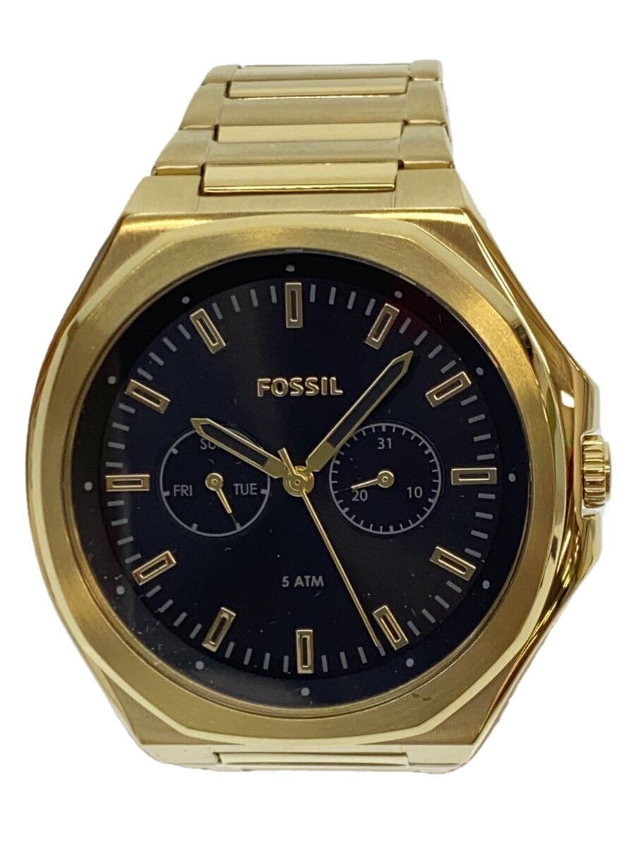 【中古】FOSSIL◆石英ウオッチ/アナログ/--/BLK/GLD/BQ2611【服飾雑貨他】