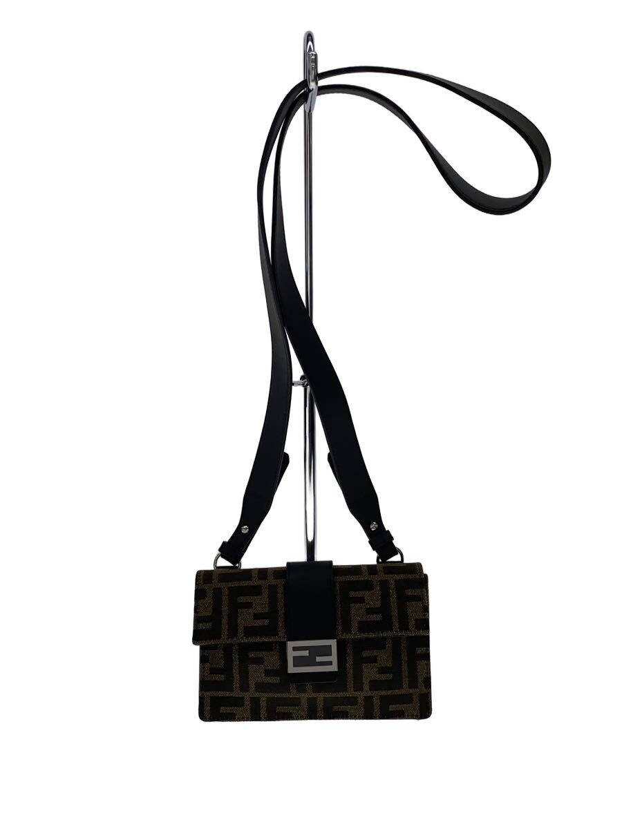 【中古】FENDI◆バゲットスリムクラッチ/ズッカ柄/ショルダーバッグ/帆布/BRW/総柄/【御徒面子】