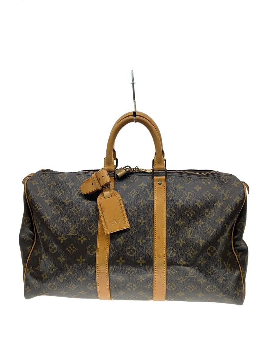 【中古】LOUIS VUITTON◆キーポル45_モノグラム・帆布/PVC/BRW/なめし革分け取り薄べったいシミ有り【御徒面子】