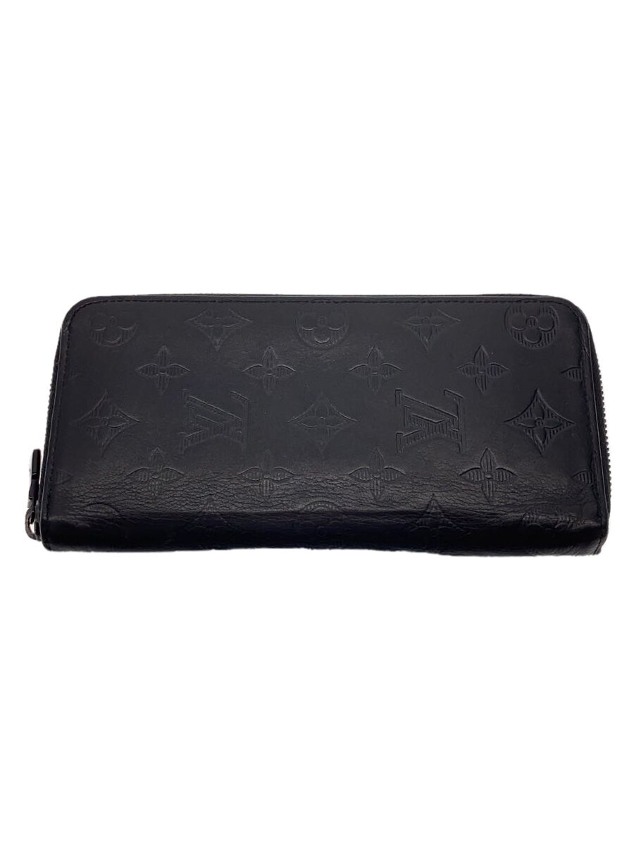 【中古】LOUIS VUITTON◆ジッピー・ウォレット・ヴェルティカル_モノグラム・シャドウ_BLK/レザー/ブラック/総柄/メンズ【服飾雑貨他】