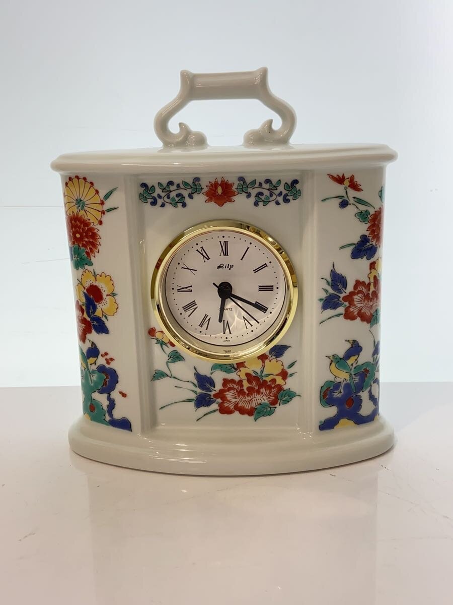 【中古】有田焼◆柿右衛門柄/置時計/アナログ/WHT【インテリア小物・日用雑貨】