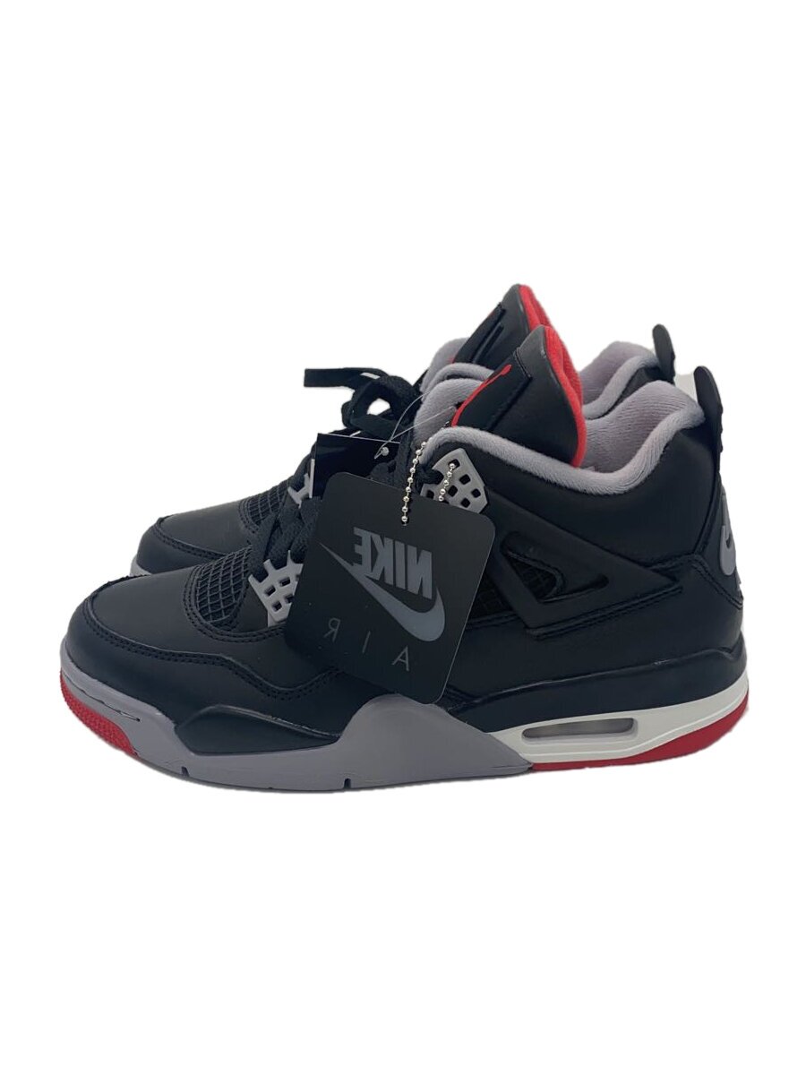 【中古】NIKE◆AIR JORDAN 4_エアジョーダン 4/25糎/BLK/なめし革【シューズ】