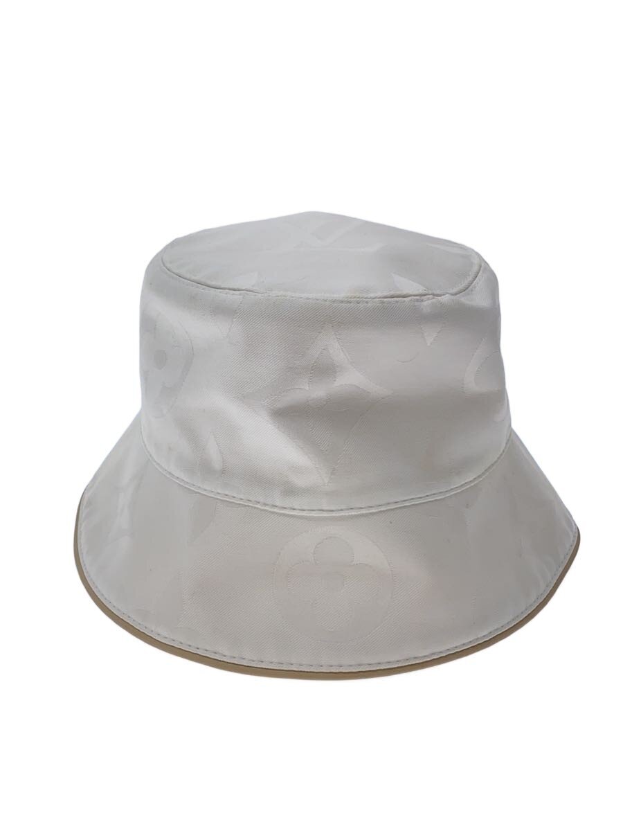 【中古】LOUIS VUITTON◆井戸釣瓶かぶり笠/--/綿織物/WHT/モノグラム/メンズ/M7163M【服飾雑貨他】