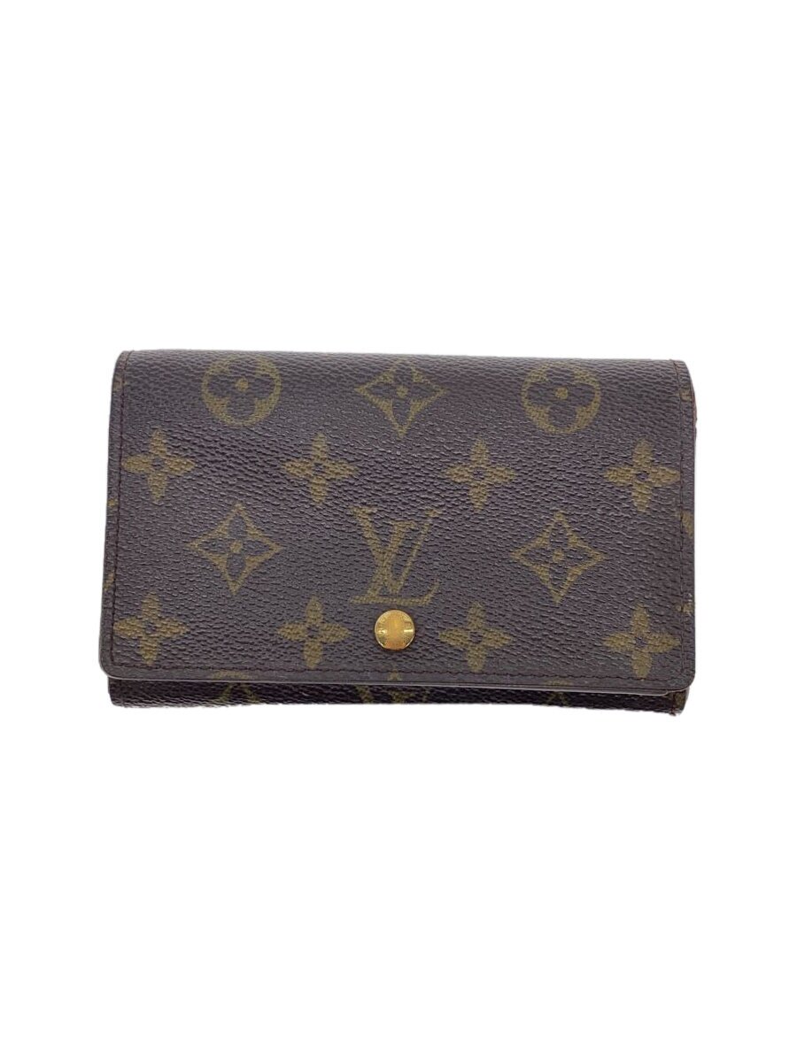 【中古】LOUIS VUITTON◆2)ポルト・フォイユ・トレゾール_モノグラム・キャンバス_BRW/PVC/BRW/レディース【服飾雑貨他】
