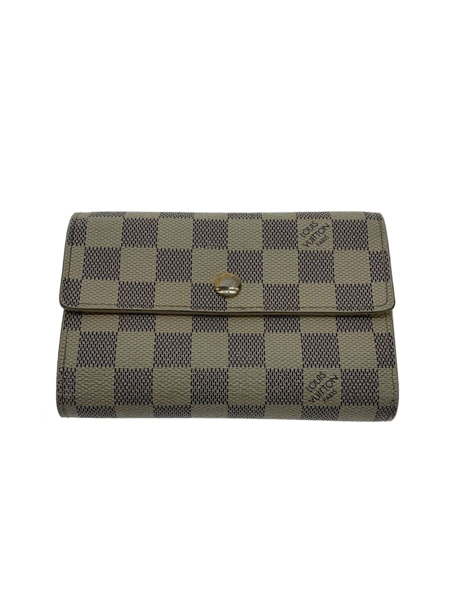 【中古】LOUIS VUITTON◆ポルト・フォイユ・アレクサンドラ_ダミエ・アズール/PVC/WHT/総柄/レディース【服飾雑貨他】