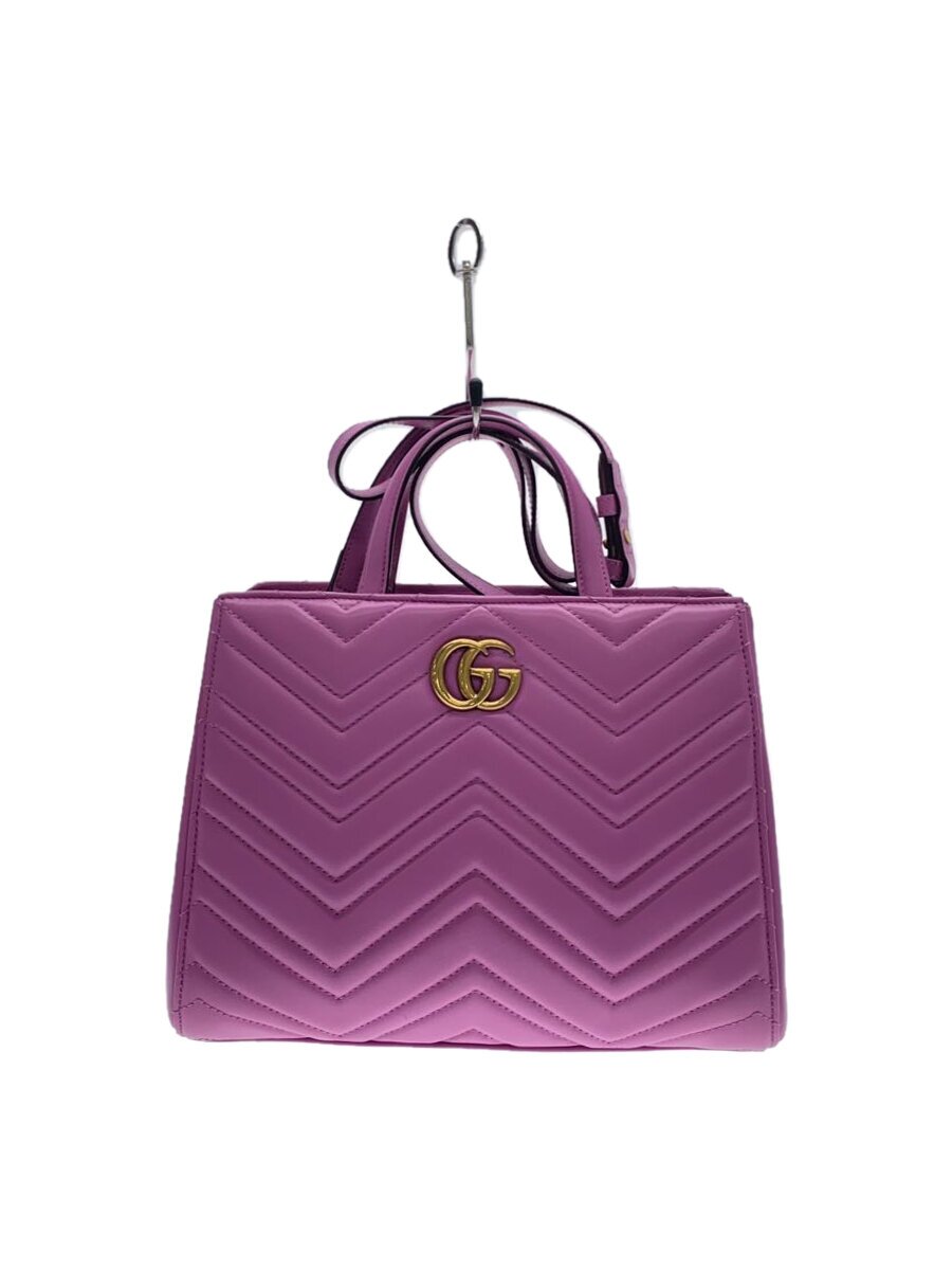 【中古】GUCCI◆ショルダーバッグ/マーモント/なめし革/PNK/無地/448054【御徒面子】
