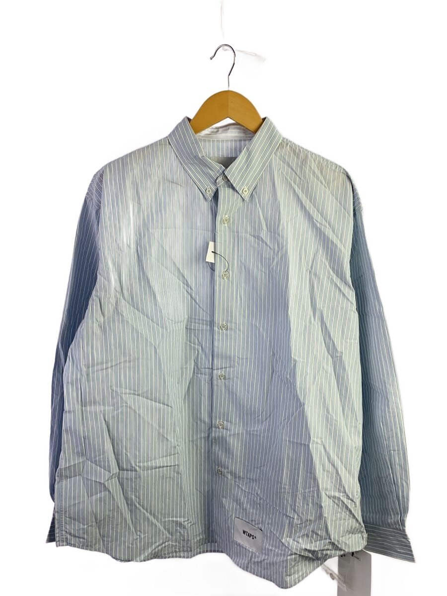 【中古】WTAPS◆長袖ティーシャツ/3/綿織物/BLU/縞模様/252wvdt-shm01【メンズウェア】