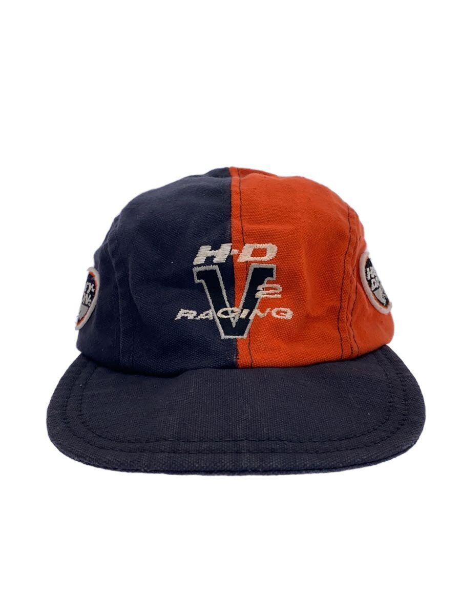 【中古】HARLEY DAVIDSON◆90S-/ロゴタイプ紋章/鳥打ち帽/S/綿織物/BLK【服飾雑貨他】