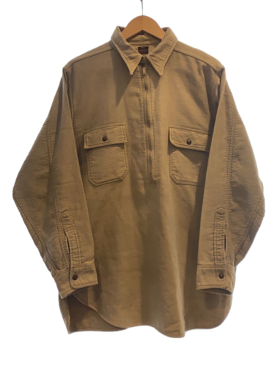 【中古】sears◆Vintage/30s～/ハーフジッププルオーバーモールスキンシャツ/頤同盟罷工付き添い人/--/ベージュ//【メンズウェア】