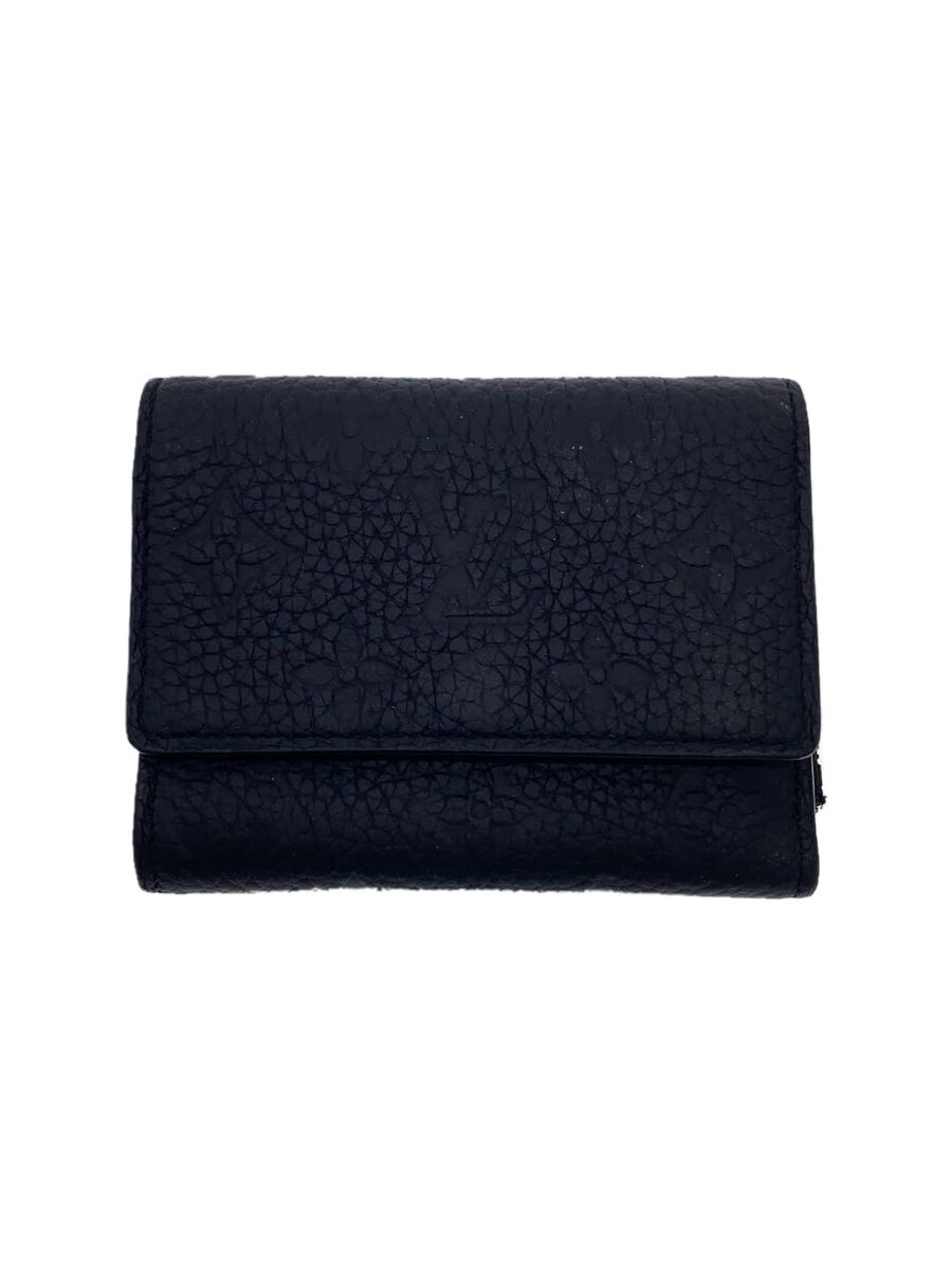 【中古】LOUIS VUITTON◆ポルト・フォイユ・パイロット_モノグラム・トリヨン/レザー/BLK/総柄/メンズ【服飾雑貨他】