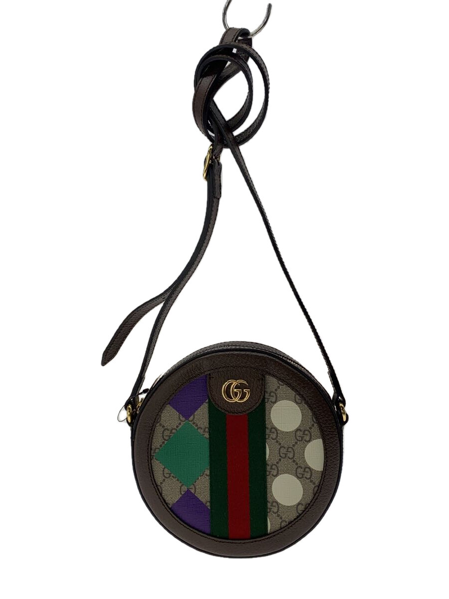【中古】GUCCI◆赤銅色 ダブルG ラウンドショルダーバッグ/なめし革/ベージュ/総柄/574978//【御徒面子】