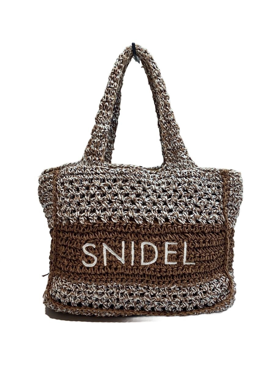 【中古】SNIDEL◆柄編みロゴトートバッグ/BRW/SWGB252632//【御徒面子】