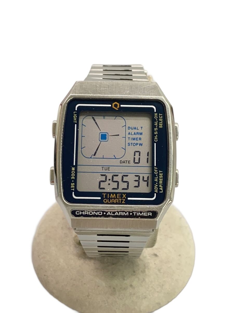 【中古】TIMEX◆石英ウオッチ/デジタル/ステンレス鋼/GRY/SLV/SV///【服飾雑貨他】