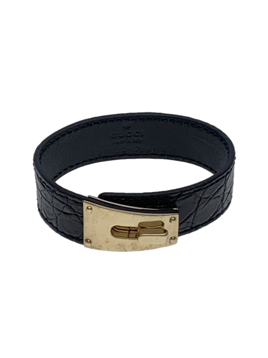 【中古】GUCCI◆バングル/なめし革/BLK/メンズ/137022【服飾雑貨他】