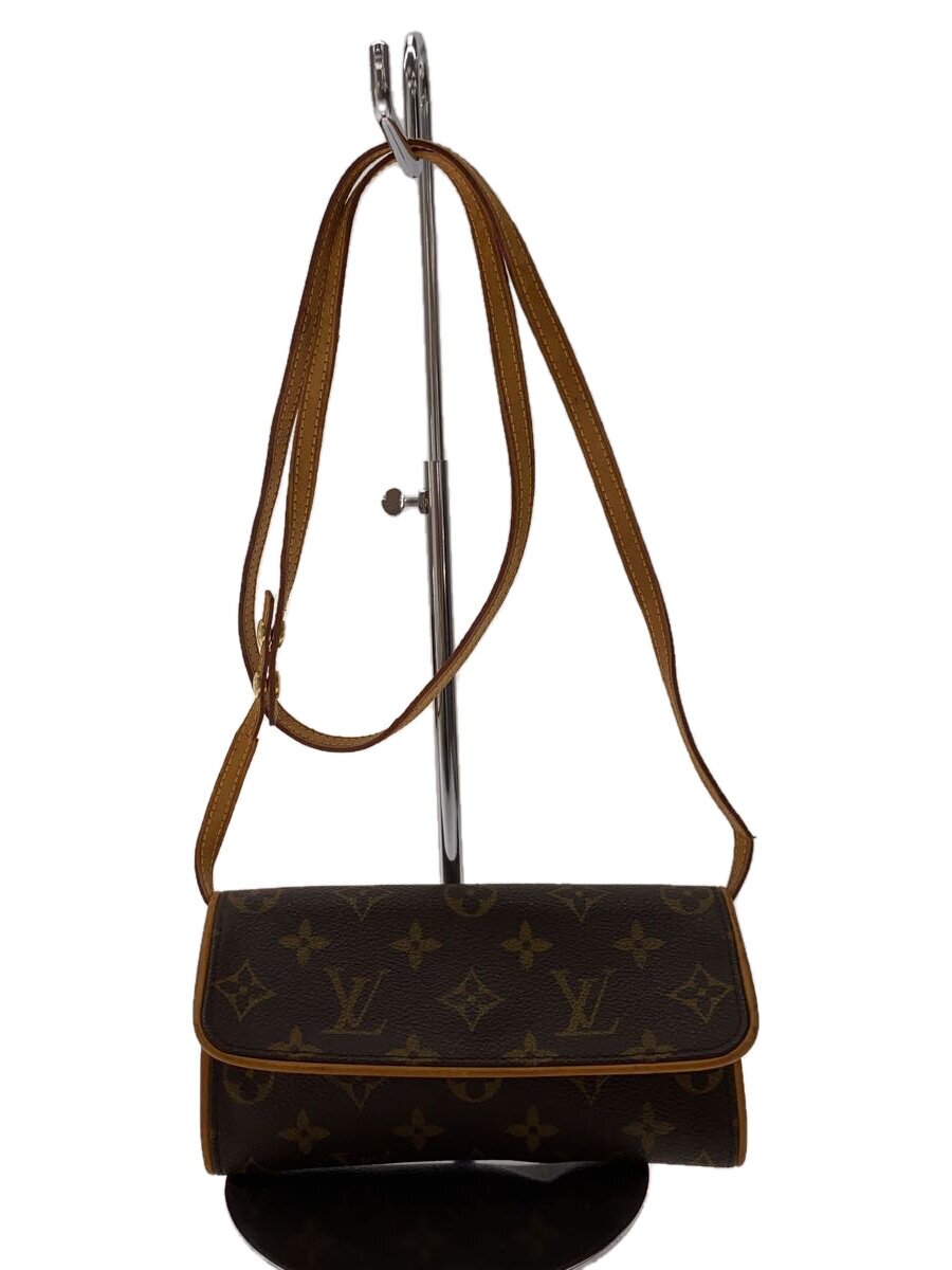 【中古】LOUIS VUITTON◆ポシェット・ツインPM_モノグラム・帆布_BRW/PVC/BRW【御徒面子】