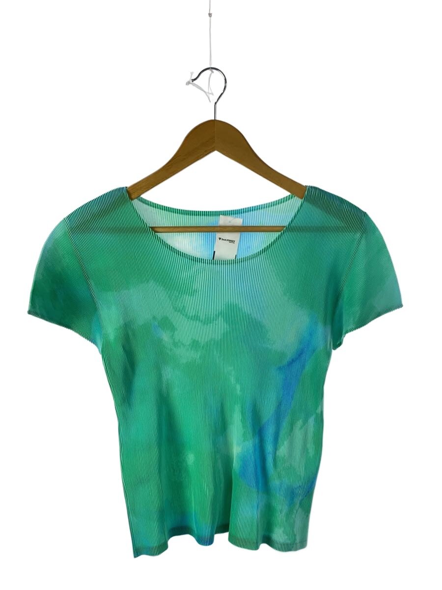 【中古】PLEATS PLEASE ISSEY MIYAKE◆ティーシャツ/--/ポリエステル/GRN/総柄/PP31FK311【レディース御召しもの】