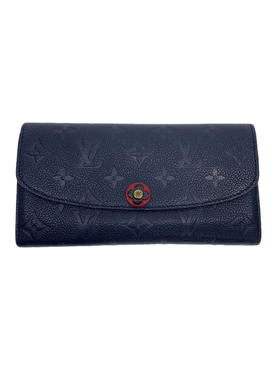 【中古】LOUIS VUITTON◆ポルト・フォイユ・エミリー_モノグラム・アンプラント_フラワーチャーム_NVY/牛革/NVY/総柄/レデ//【服飾雑貨他】
