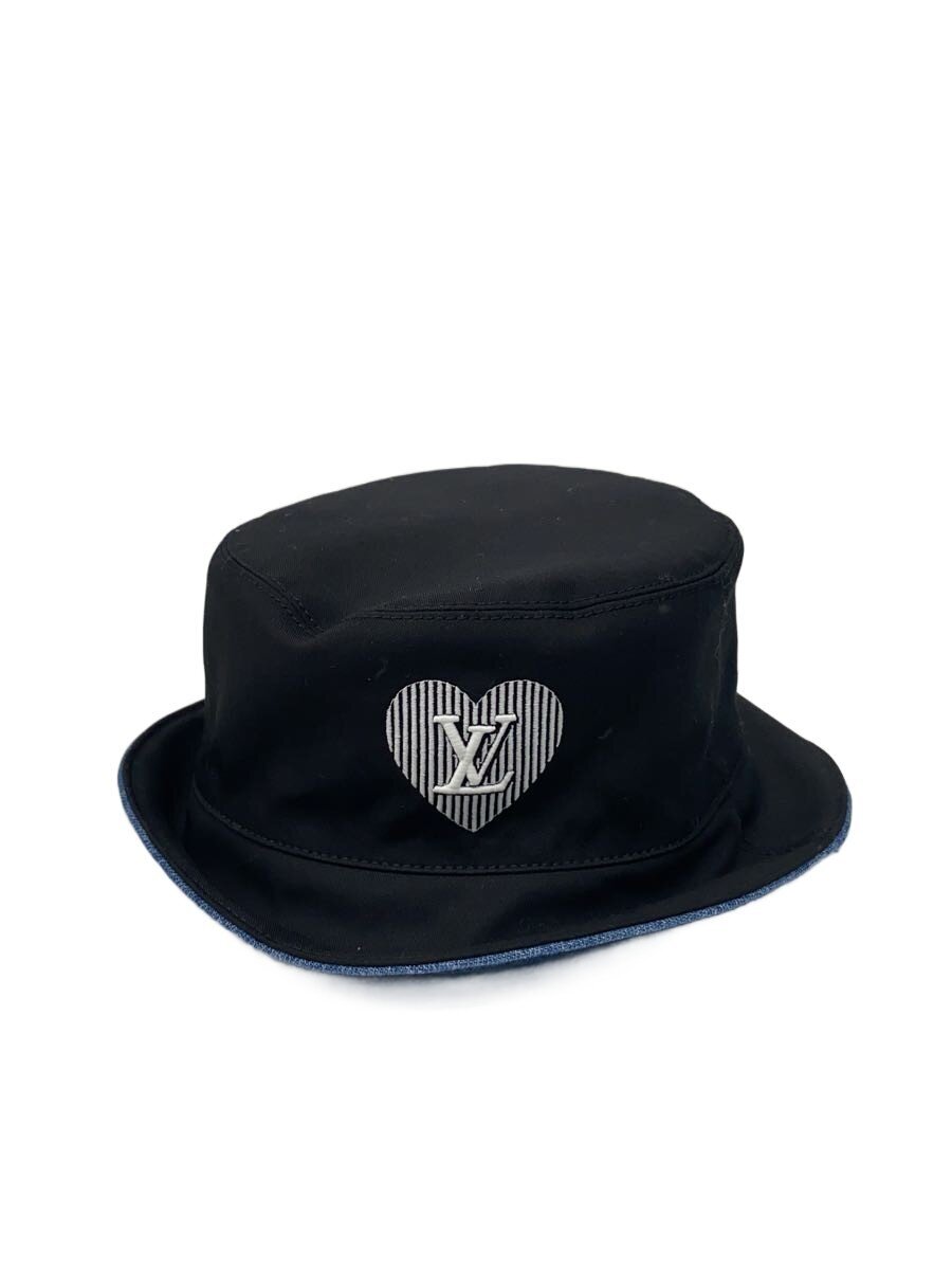【中古】LOUIS VUITTON◆24SS/Cupido Bucket Hat/井戸釣瓶かぶり笠/--/綿織物/BLK/メンズ/M7254M【服飾雑貨他】