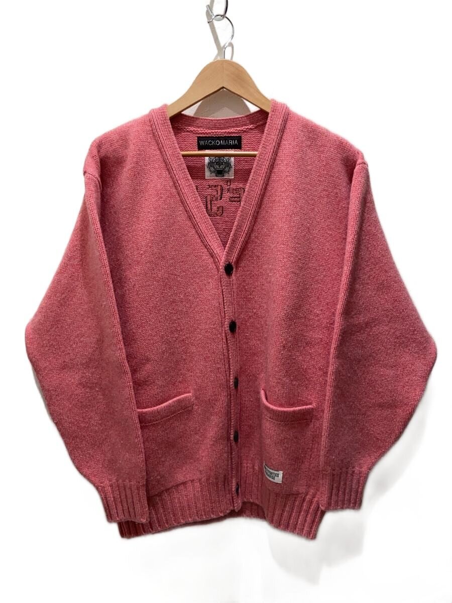 【中古】WACKO MARIA◆WOLFS HEAD/KNIT CARDIGAN/ジレー(朦々たる)/S/羊毛/PNK//【メンズウェア】