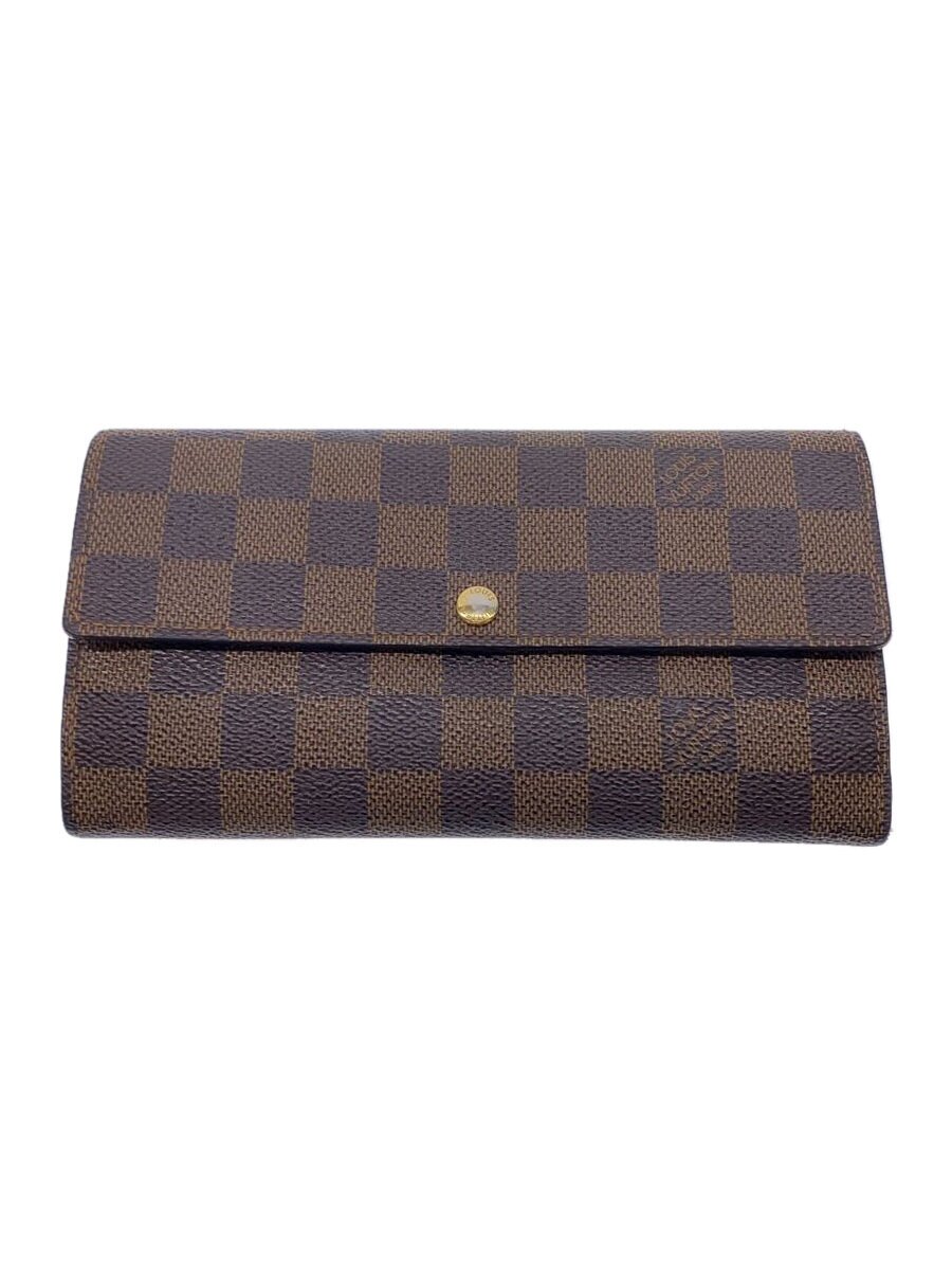 【中古】LOUIS VUITTON◆ポシェット・ポルト・モネ・カルト・クレディ_ダミエ・エベヌ_BRW/PVC/BRW/レディース//【服飾雑貨他】