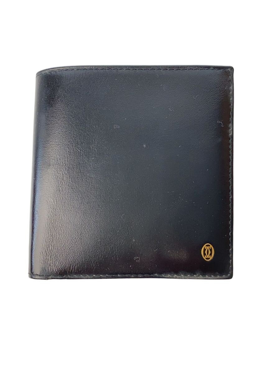 【中古】Cartier◆2つ折り紙入れ/なめし革/BLK/メンズ【服飾雑貨他】