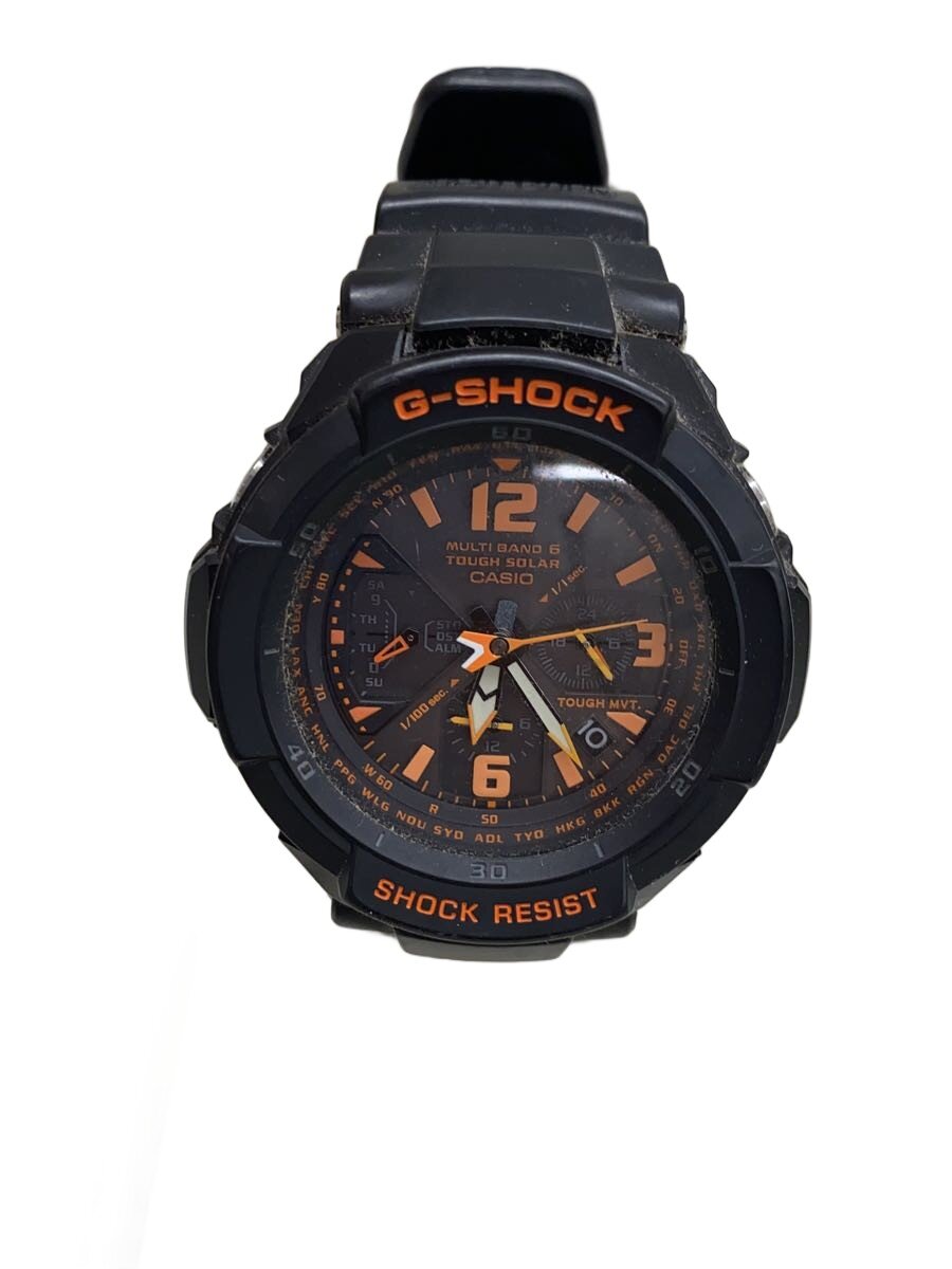 【中古】CASIO◆ソーラーウオッチ/アナログ/BLK/BLK/GW-3000B【服飾雑貨他】