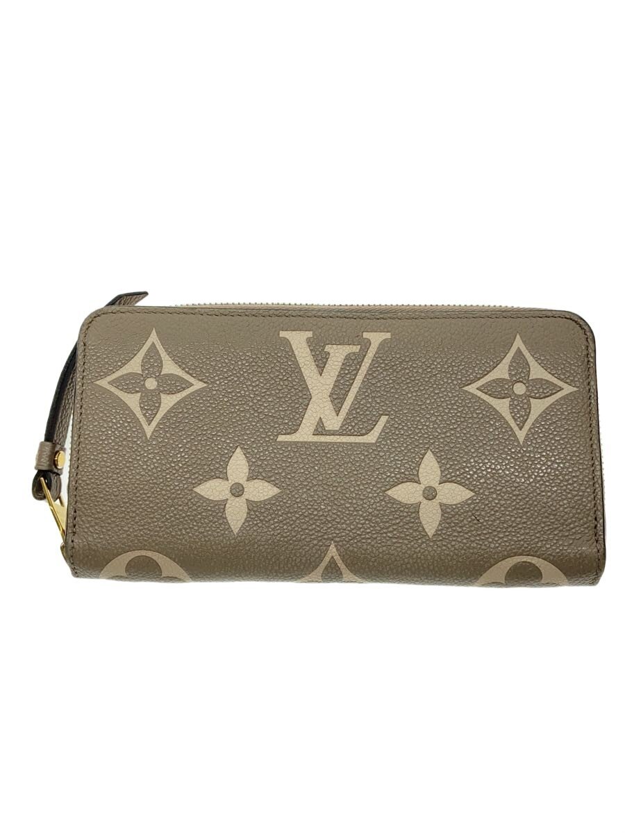 【中古】LOUIS VUITTON◆ジッピー・ウォレット_モノグラム・アンプラント_ノワール×クレーム/レザー/BEG/レディース【服飾雑貨他】