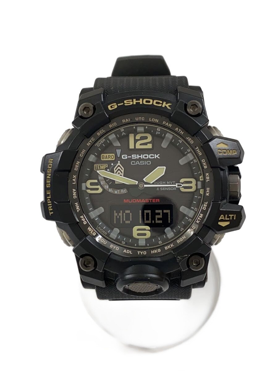 【中古】CASIO◆ソーラーウオッチ・G-SHOCK/デジアナ/天然ゴム/BLK/BLK【服飾雑貨他】
