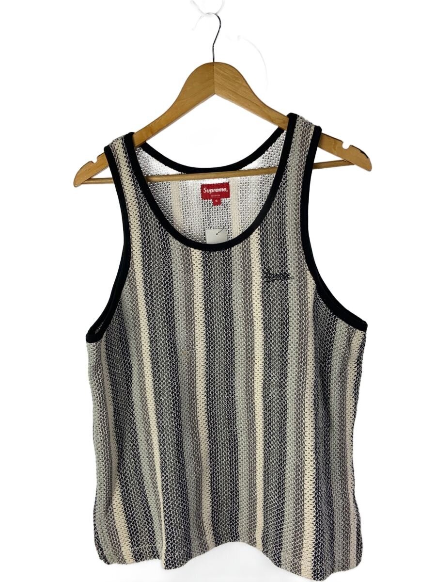 【中古】Supreme◆19ss/Knit Stripe Tank Top/S/綿織物/GRY【メンズウェア】
