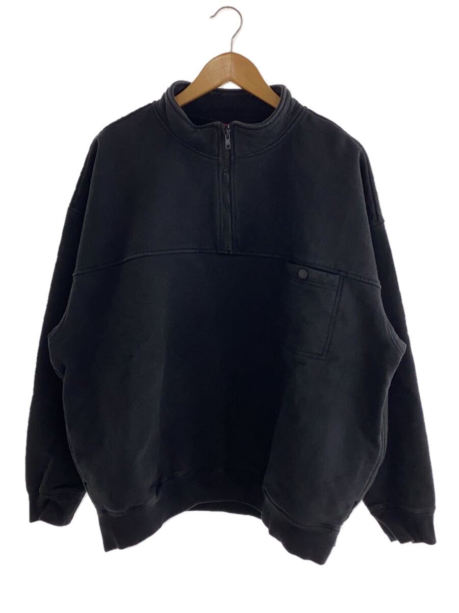 【中古】Supreme◆22FW/Washed Half Zip Pullover/流汗/L/綿織物/BLK/無地【メンズウェア】