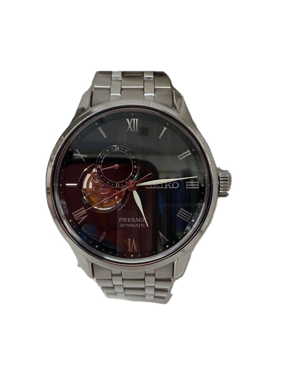 【中古】SEIKO◆Presage/Japanese Garden自動小銃巻ウオッチ/アナログ/ステンレス鋼/BLK/SLV/4R39【服飾雑貨他】